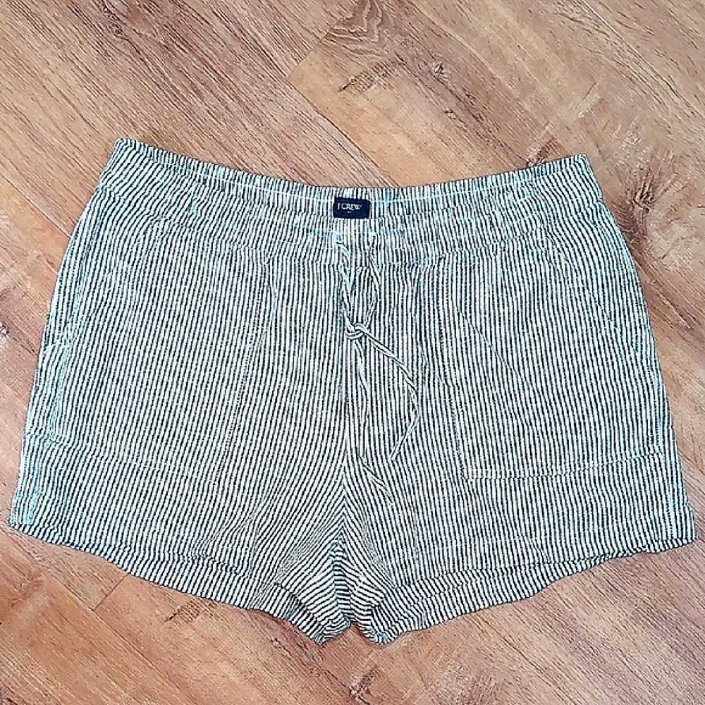 J. Crew High Waist Striped Shorts - Black and White